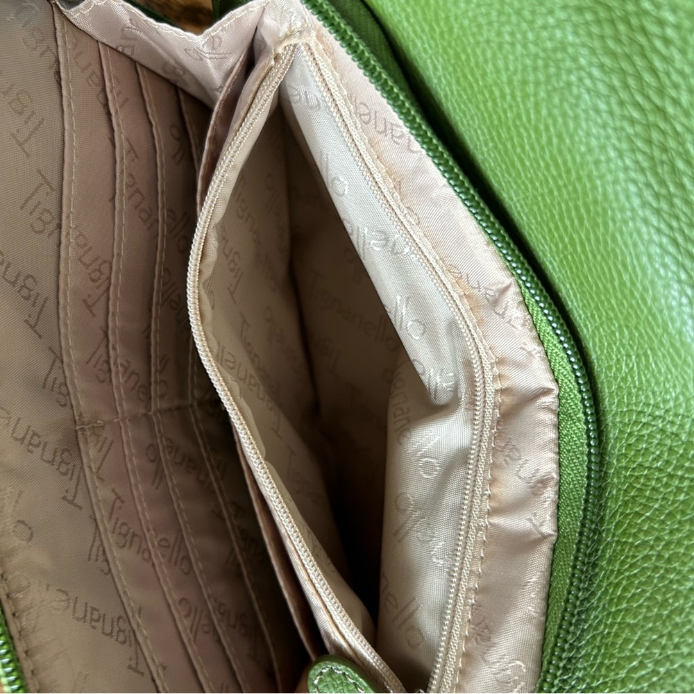 Tignanello green leather shoulder bag satchel purse - Picture 15 of 16